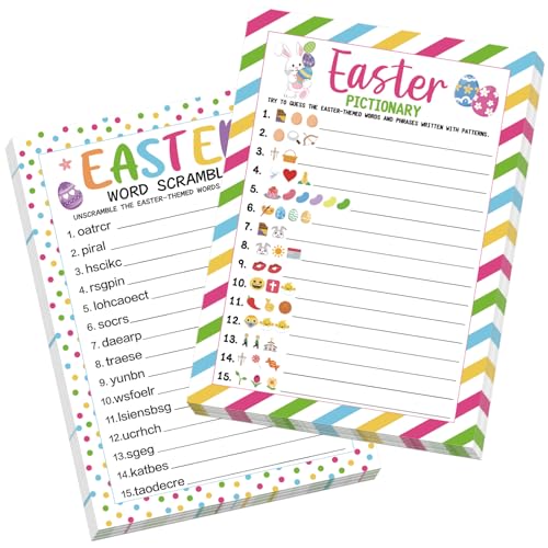 COCHIE Easter Party Games for Adults Family Office Large Groups, Words Pictionary Game, Riddle Games, Word Scramble Game Spring Classroom Activities with Answer Key (Easter) - style: Easter