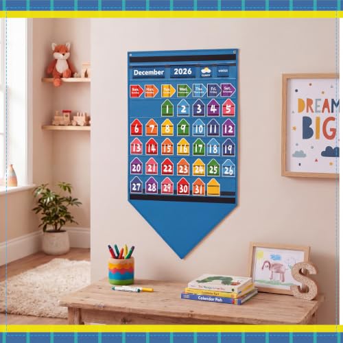 Weysat 128 Pcs Crayon Classroom Calendar Pocket Chart Set Crayon Calendar Bulletin Board with Pocket Season Festival Weather Date Chart for Preschool Elementary School Teacher Supplies - style: Crayon