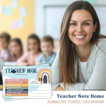 Rainbow Teacher Mail Incentive Cards Note to Parents, Preschool, Elementary Teacher Classroom Must Haves Good Behavior Incentive Cards to Send Home - color: Blue