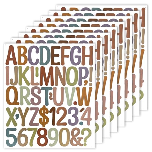 2-Inch Letter Number Sticker - Self Adhesive Capital Alphabet Stickers for Mailbox, Bulletin Board, Scrapbooking and DIY Crafts Making, 8 Sheets Multi - color: Multi