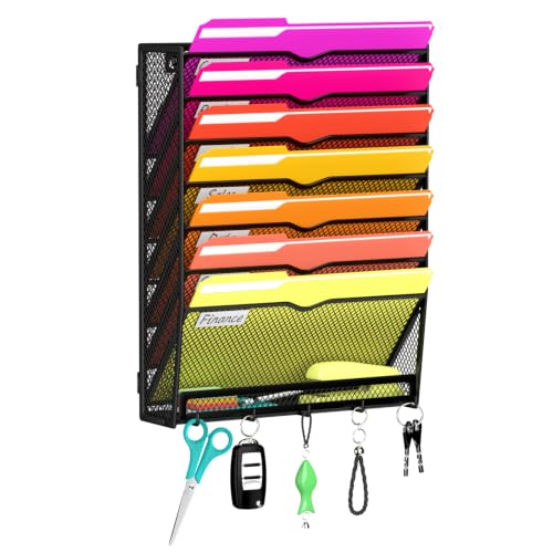 8-Tier Wall File Organizer, Wall File Holder Mesh Mail Organizer for Papers, Folders, Letters, Magazine Rack for Office Home Classroom, Black - size: 8Tier-Black-1Pack