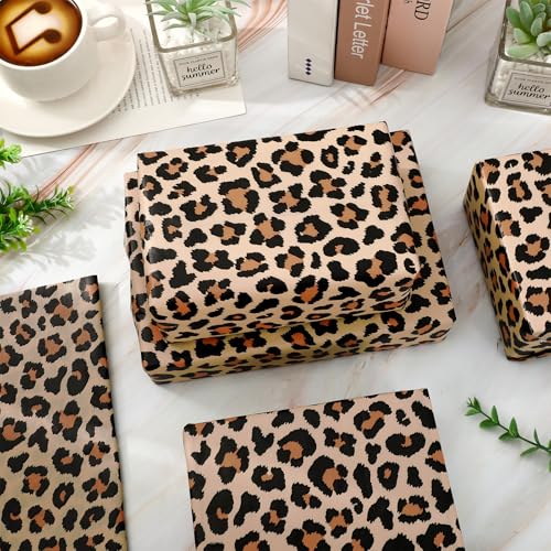 60 Sheets Leopard Print Tissue Paper Gift Wrapping Paper, 14 x 20 Inch | Cheetah, Floral Bouquet DIY Art Crafts Tissue, for Wedding Birthday Holiday Party - color: Leopard Print (Brown, Black, etc.)