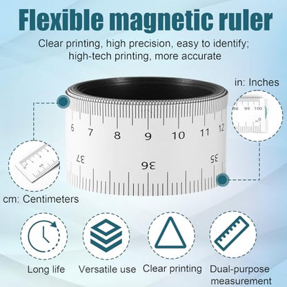 Magnetic Ruler Tape, 39.37 Inch Flexible Magnetic Measuring Tape with Inches & Centimeters for Classroom Whiteboard Workshop Milling Machines Drawing and Craft Table