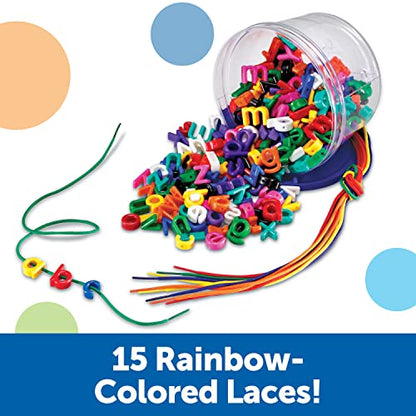 Learning Resources Lowercase Lacing Letters - 275 Pieces, Ages 3+ Toddler Alphabet Learning Toys, Preschool Games, Homeschool Supplies, Fine Motor Skills Toys, Alphabet Beads, Early Spelling - style: Lacing Letters