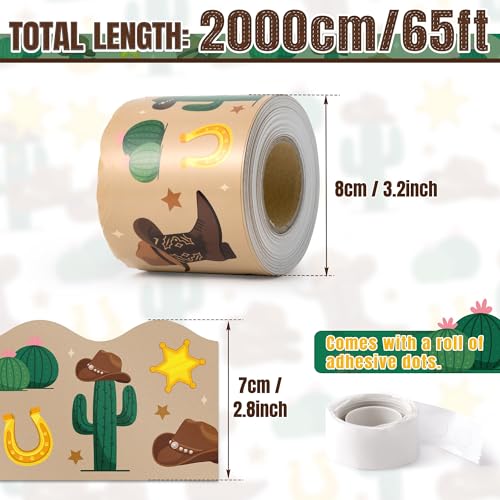 BeYumi Western Cowboy Border Trim - 65ft Back to School Western Cowboy Themed Light Brown Rolled Border Trim Decor Wild West Bulletin Board Set School Classroom Office Chalkboard Party Decoration - style: Western Cowboy Desert
