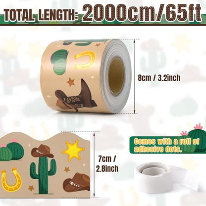 BeYumi Western Cowboy Border Trim - 65ft Back to School Western Cowboy Themed Light Brown Rolled Border Trim Decor Wild West Bulletin Board Set School Classroom Office Chalkboard Party Decoration - style: Western Cowboy Desert