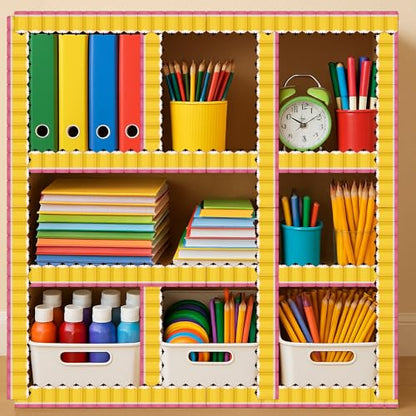 82Ft Back to School Bulletin Board Border, 1 Roll Pencil Pattern Trim Border Non-Stick Border Roll for Preschool Classroom Chalkboard Bulletin Board School Opening Wall Window Door Decor