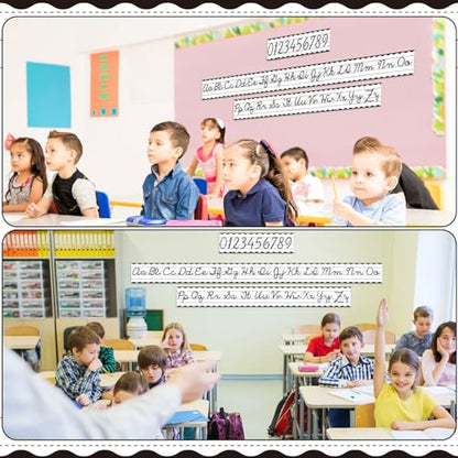 Set of 9 Cursive Writing Bulletin Board Cursive Alphabet Wall Strip for Teacher Supplies, Classroom Teaching Tool, Homeschooling, Kids Education (Classic Black) - style: Classic Black