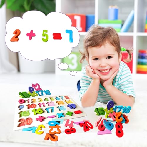 Number Puzzle - Montessori Wooden Puzzles for Toddlers 3-5 | Shape Learning Toy | Number Blocks for Kids | Preschool Educational Gift - style: Number Puzzle