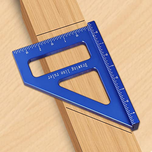 Imperial 3D Multi-Angle Measuring Ruler,45/90 Degree Aluminum Alloy Woodworking Square Protractor, Miter Triangle Ruler High Precision Layout Measuring Tool for Engineer Carpenter,003B - color: Blue(Imperial)