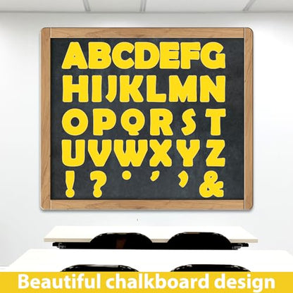 Qyeahkj 150 PCS Large 6" Font Bulletin Board Letters Pure Yellow Punctuation Cutouts Combo Set Letters Border Decoration for Classroom Alphabet Poster Wall Bulletin Board Display Home School Decor - style: Pure yellow