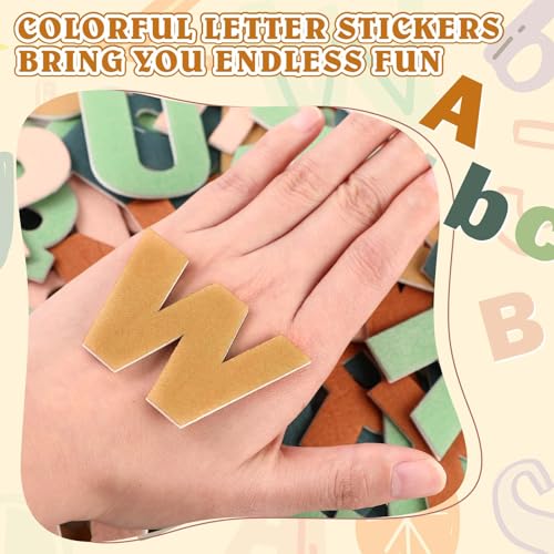 Breling 310 Pieces Felt Letter Bulletin Board Letters Sticker with Number 2" Bulk Self Adhesive ABC Upper Lowercase Sticky Letter for Xmas Gift Bulletin Board Classroom(Light Color) - color: Light Color
