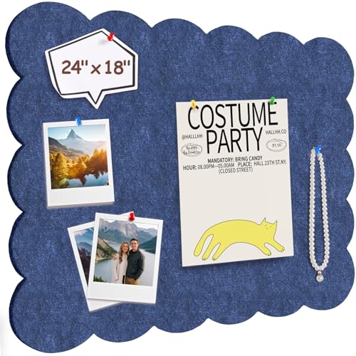 Felt Bulletin Board 24" x 18" Cork Board Alternative,Decorative Felt Pin Board Foldable Cork Boards for Walls Self-Adhesive Cork Board for Home Office Classroom Pin Board (Dark Blue) - color: Dark Blue, size: 24" x 18"