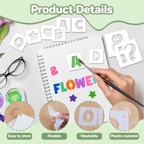 80Pcs Letter Stencils Alphabet and Number Stencil for Painting Reusable Small Alphabet Stencil for Crafts Letter Drawing Stencils on Wall DIY Art Project Rock Fabric Chalkboard(80,1Inch&2Inch) - size: 1Inch&2Inch
