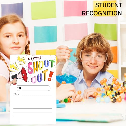 Blirik 60Pcs Shout Out Cards For Employees, Office Staff, Teachers and Students,Printed Occasion Cards, Appreciation and Recognition Reward Card For School or Work Bulletin Board