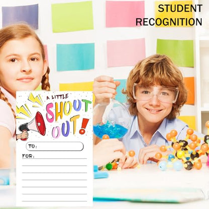Blirik 60Pcs Shout Out Cards For Employees, Office Staff, Teachers and Students,Printed Occasion Cards, Appreciation and Recognition Reward Card For School or Work Bulletin Board