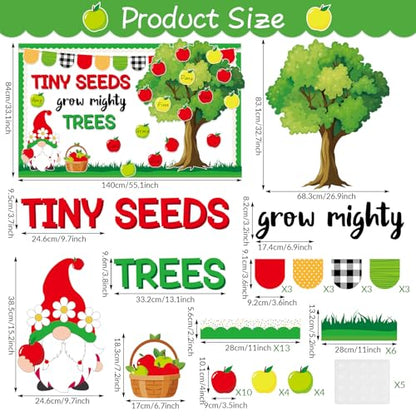 Apple Tree Bulletin Board Inspirational First Day of School Classroom Trees Bulletin Board Decoration Growth Tree Writable Apple Paper Cutout for Religion Chalkboard Decor Wall Door Supplies - style: Apple Tree
