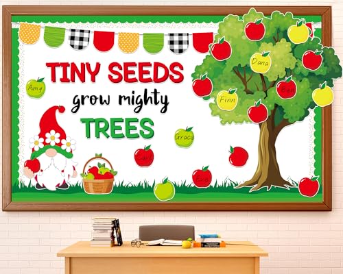 Apple Tree Bulletin Board Inspirational First Day of School Classroom Trees Bulletin Board Decoration Growth Tree Writable Apple Paper Cutout for Religion Chalkboard Decor Wall Door Supplies - style: Apple Tree