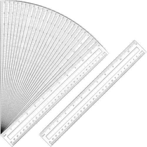 Tenare 20 Pack 12 Inch Clear Ruler Bulk for Kids Classroom School Supplies Plastic Rulers with Inches and Metric for Students Teachers Back to School(Transparent) - color: Transparent