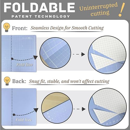 iMAT Flip Cutting Mat Note A2, Foldable, Double-Sided, Light Green | Inch grid front, cm dot back for precise measuring. Large 18" x 24" workspace, ideal for crafts, sewing, and DIY - color: Light Green
