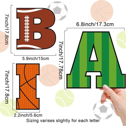 Qyeahkj 300 PCS Large 7" Font Letters and Punctuation Set, Sports Football Classroom Alphabet Cutout for Bulletin Board Display Home School, A Great Helper to Inspire Students' Learning Interest - style: Sports Themed