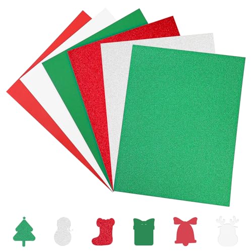 60Sheets Red White Green Cardstock 8.5x11" Glitter Card Stocks Colored Cardstock Paper Red Scrapbook Paper Green Construction Paper for Crafts Invitations Greeting Cards Making School Office Supplies - color: Red Green White