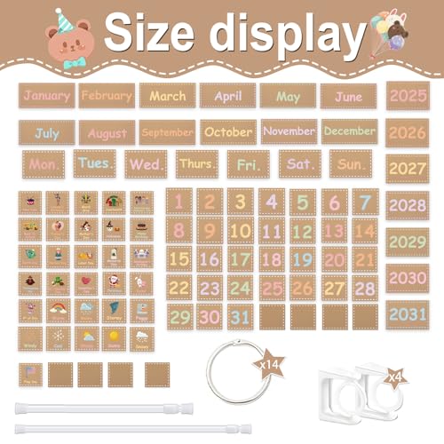 96 Cards Classroom Bulletin Board Decorations Set for Teachers,Flip Calendar with Holder for Classroom,Adjustable Calendar,Preschool Elementary Home Decor Supplies（Pastel） - style: Pastel
