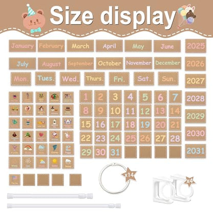 96 Cards Classroom Bulletin Board Decorations Set for Teachers,Flip Calendar with Holder for Classroom,Adjustable Calendar,Preschool Elementary Home Decor Supplies（Pastel） - style: Pastel