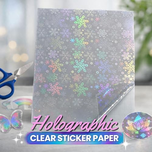 Bleidruck 25 Sheets 8.25x11.7 Inches Snowflake Holographic Premium Cold Laminated Film Glitter Holographic Overlay Laminating Self Adhesive Film - style: Snowglake