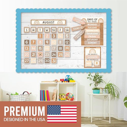 Hadley Designs Classroom Calendar Set Bulletin Board Decorations - Boho School Calendar for Classroom Decor, Kindergarten Preschool Elementary Teacher Must Haves, Homeschool & Daycare Essentials - style: Boho Neutral