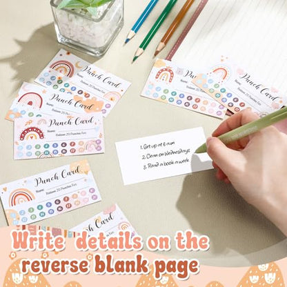 Fumete 400 Pcs Punch Cards for Classroom Reward Cards Behavior Incentive Loyalty Awards for Kids Students Teachers School Business, 8 Styles, 3.5 x 2 in(20 Boho Punches Style) - style: 20 Boho Punches Style