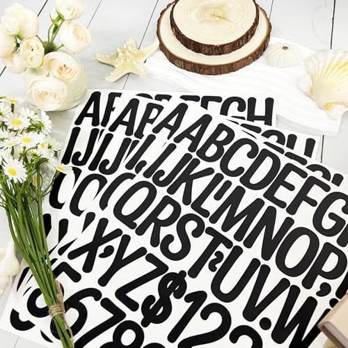 2-Inch Letter Number Sticker - Self Adhesive Capital Alphabet Stickers for Mailbox, Bulletin Board, Scrapbooking and DIY Crafts Making, 8 Sheets Black - color: Black