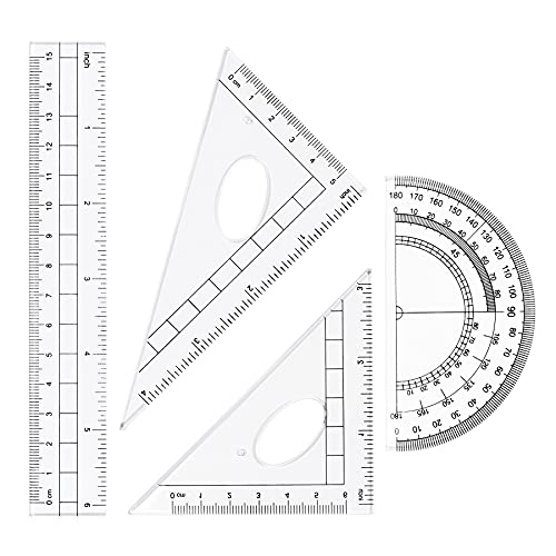 Vobou 10 Pieces Math Geometry Kit Set Student Supplies with Shatterproof Storage Box,Includes Rulers,Protractor,Compass,Eraser,Pencil Sharpener,Lead Refills,Pencil,for School and Drawings（Black） - color: Black