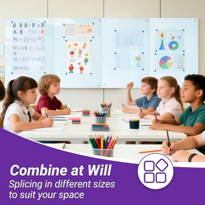 Magnetic Glass Whiteboard - 36” x 24” Glass Dry Erase Board for wall, Frameless Glass WhiteBoard for Office, Home & School