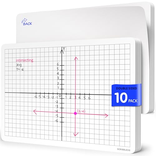SCRIBBLEDO XY Graph Dry Erase Sheets 9”x12” Math Practice Small White Board Dry Erase Sheets Math Manipulatives Grid Whiteboard Sheets Math Supplies Homeschool Teacher Students Classroom Pack of 10