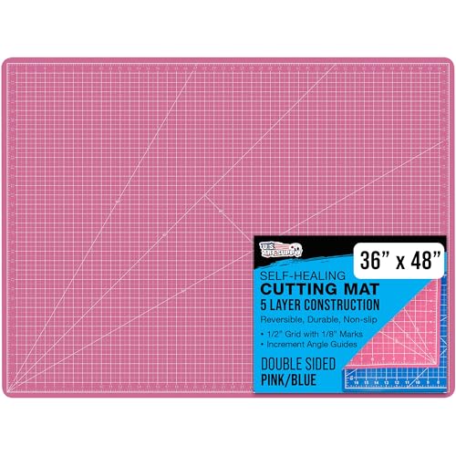 U.S. Art Supply 36" x 48" Self-Healing Cutting Mat 5-Ply - Double-Sided Pink/Blue Craft Mat, Non-Slip Cutting Mats for Crafts, Sewing, Quilting, Scrapbooking - color: Pink/Blue