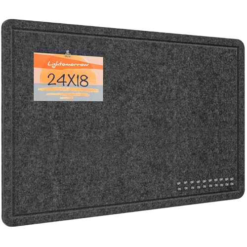 Lightomorrow Bulletin Board, 24x18 inches Decorative Felt Pin Board, Cork Board Alternative for Wall, Foldable Photo Board Self-Adhesive Vision Board Mood Board with 20 Pushpins-Dark Gray - color: Dark Gray, size: 24×18 inches