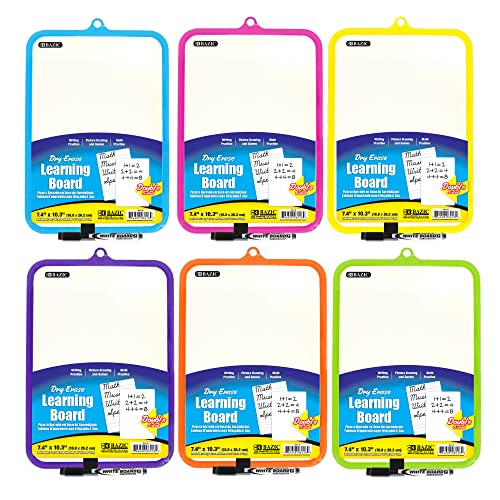 BAZIC 7.4" X 10.3" Double Sided Dry Erase Learning Board w/Marker