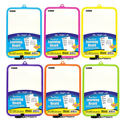 BAZIC 7.4" X 10.3" Double Sided Dry Erase Learning Board w/Marker
