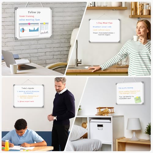 Double-Sided Magnetic Small White Board, 16" x 12" | Dry Erase Board Whiteboard for Wall Hanging White Board Dry Erase for College Dorm Room, School, Home, Office - color: Gray
