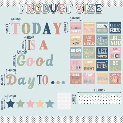 Classroom Bulletin Board Set Boho Motivational Today is a Good Day Decoration Retro Boho Inspirational Reading Welcome Back to School Bulletin Board Cutouts for Office Chalkboard Wall Door Decor - style: Boho