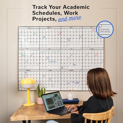 Yearly Large Dry Erase Calendar for Wall 36x48, 12 Office Annual, Erasable Month, Rolled Whiteboard White Board, Year Calendar Planner Giant Family for Dry Undated Classroom Erase Wall Reusable - size: 12 Month Large (36 x 48 inch)
