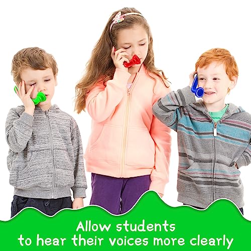 Teling 24 Pack Reading Phones Kids Auditory Feedback Hear Myself Sound Phones for Classroom(Red, Blue, Green)