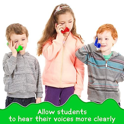 Teling 24 Pack Reading Phones Kids Auditory Feedback Hear Myself Sound Phones for Classroom(Red, Blue, Green)