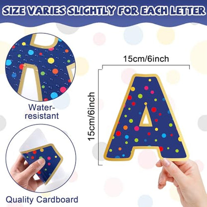 150 PCS Large 6" Bulletin Board Letters Set, Blue with Colorful Polka Dot Classroom Alphabet Cutout Letter for Bulletin Board Display Home School, A Great Helper to Inspire Students' Learning Interest - style: Blue Polka Dot