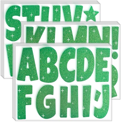 Glitter Bulletin Board Letters for Classroom Alphabet Poster Board Letters for Bulletin Board Display Home School Classroom Decor(Green,4 Inch) - color: Green