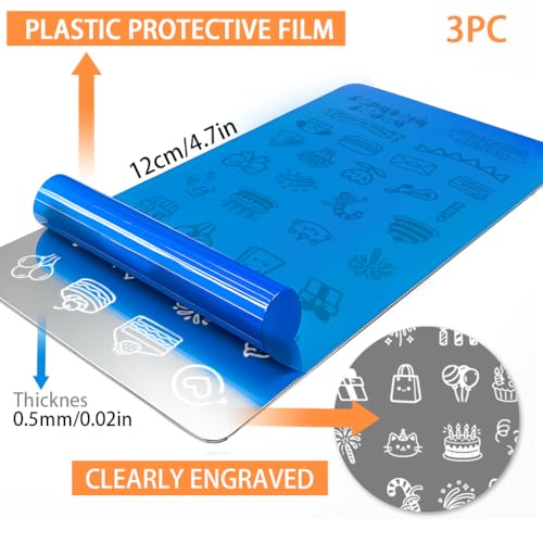 PH PandaHall 3pcs Happy Birthday Nail Stamping Plates Cake Candles Nails Art Templates Balloon Gifts Nails Design Stamp Letters Numbers Nail Image Plates for Women DIY Manicures Salon Supplies - style: Happy Birthday