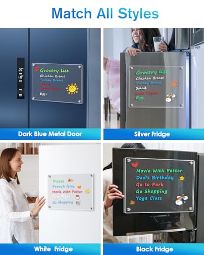 MaxGear Acrylic Magnetic Whiteboard for Fridge, 16 x 12 Inch Clear Board | Extra Large Writing Space, Strong Magnetic Hold, Smooth Writing and Easy Cleaning for Family Planning and Organization - size: 16“x12"