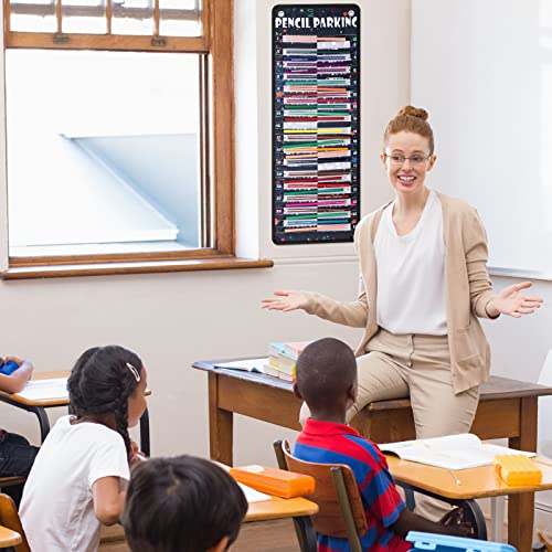 Sabary Pencil Parking Pocket for Classroom,Hanging Pencil Holder Wall Organization Numbered pencils Dispenser with Magnetic Strip Grommets for Back to School Student Essentials(Vivid) - style: Vivid