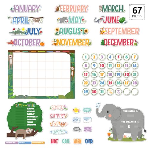 CTP Jungle Friends Calendar Set Bulletin Board Top Classroom Decorating Accents (Creative Teaching Press 10919) - color: Jungle Friends